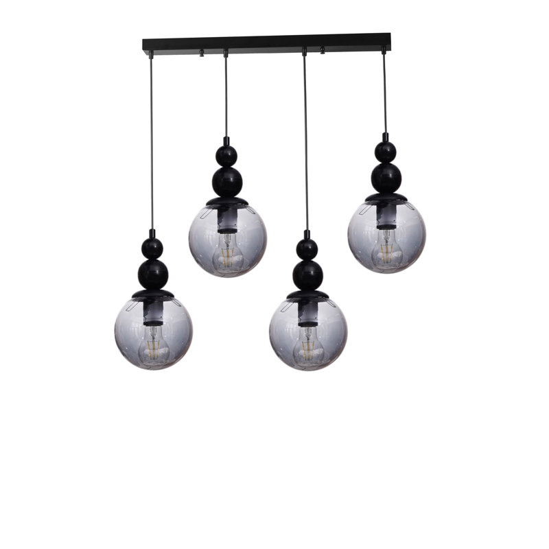 Lustre, Gris / Noir, 4 étages, Quatre lumières