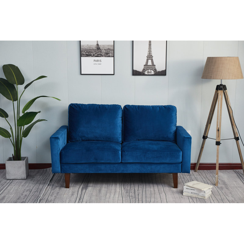 Seaddon Square Arm Sofa, Prussian Blue Velvet, 35" H x 58" W x 32" D