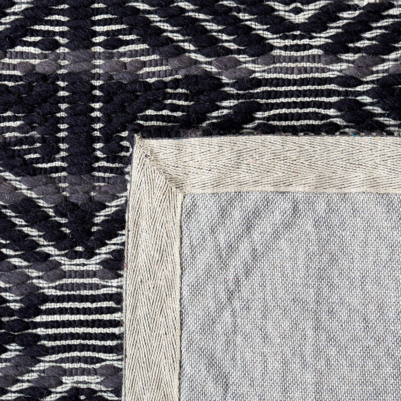 Marbella Hand Loomed Wool And Cotton With Latex Geometric Rug, Rectangle 4' x 6'