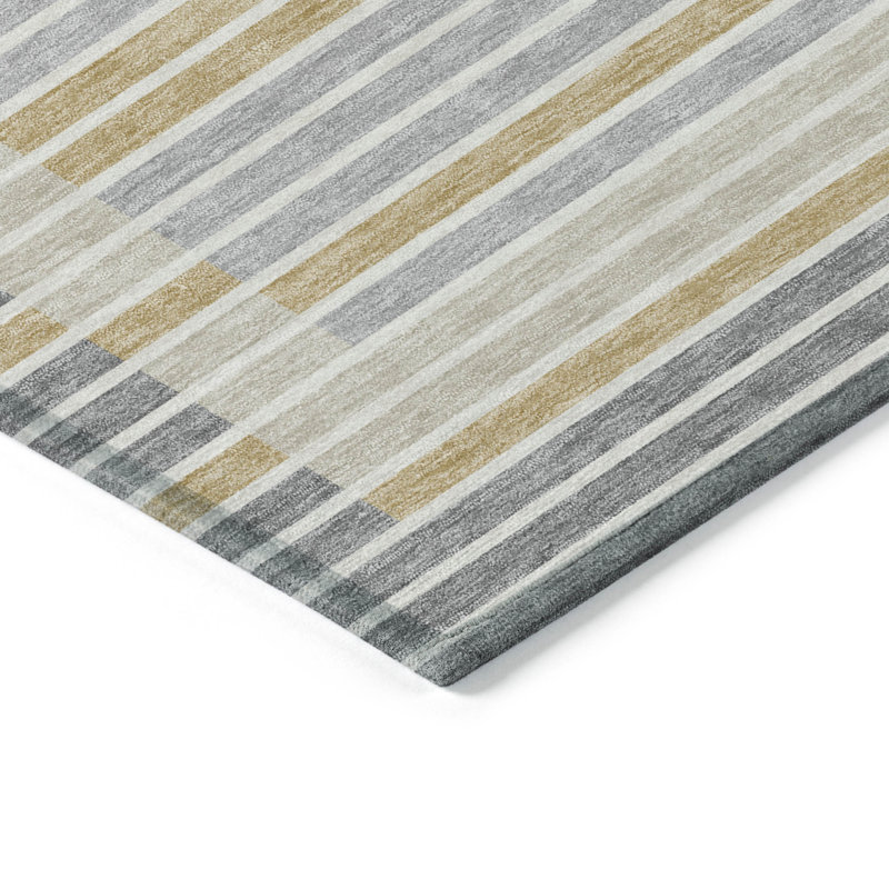 Machine Washable Indoor/Outdoor Christain ACN1401 Grey 1'8" x 2'6" Rug, Rectangle 1'8" x 2'6"