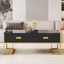 Table basse moderne moderne avec 4 tiroirs et base dorée de 47,3 po-984058768