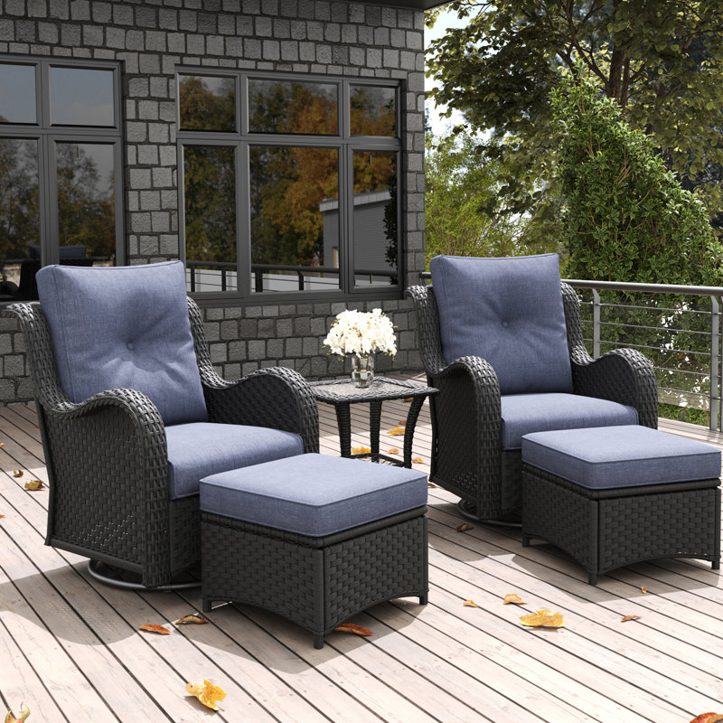 Metal Outdoor Glider, Navy, Black