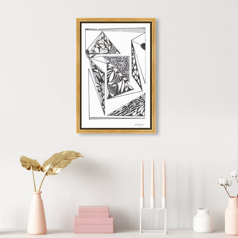 Manuel Roman - Pages Graphic Art Canvas, 16"H x 11"W, Gold Floater Frame