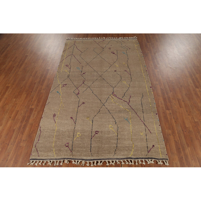 Tapis marocain abstrait en laine 6 x 10