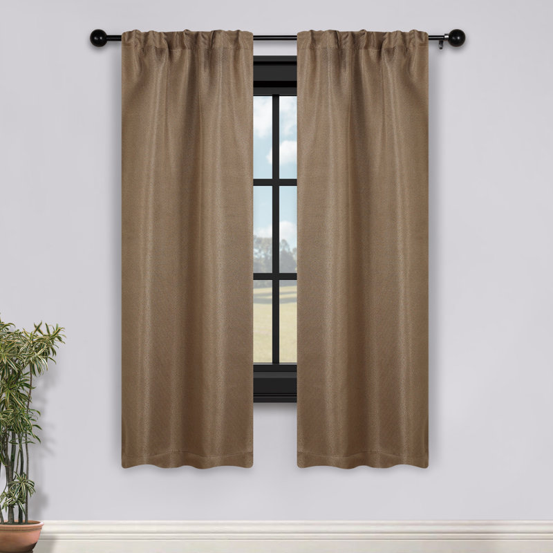 Panneaux de rideaux obscurcissants et isolants en polyester, L 26 po x L 63 po, Tanné