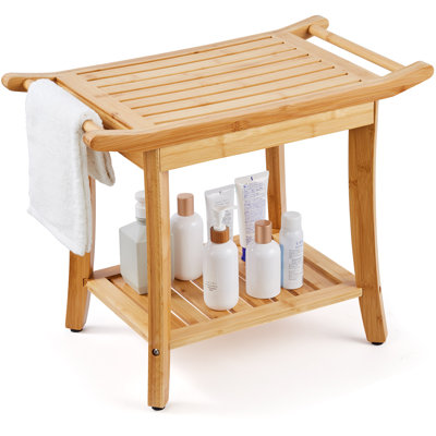 Chaise de salle de bain en bambou 24 x 13,8 x 18,9 po