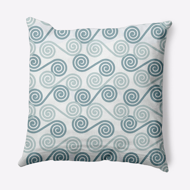 Intercoastal Waterway Geometric Reversible Throw Pillow, 18" H x 18" W, Aqua