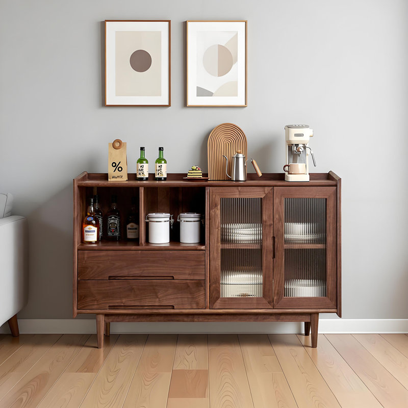 Buffet moderne en bois massif minimaliste, H 37,41 po x l 59,05 po x P 15,74 po