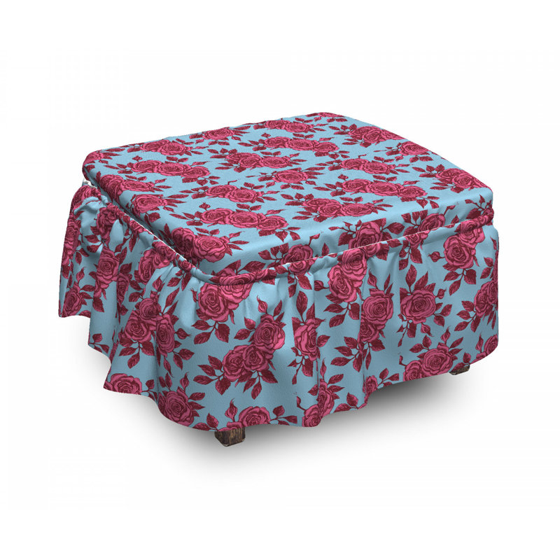 Housse pour repose-pieds de fleurs d’esquisse en rose de teintes