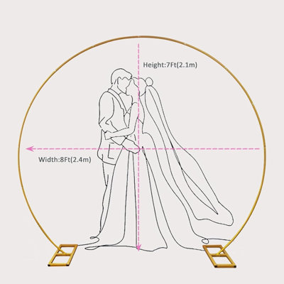 Cadre en arc de cercle en métal avec base DIDADI, support de fond rond de 8 pi, toile de fond arquée, arches de mariage pour la fête d'anniversaire, célébration, fête de naissance, décoration de graduation et anniversaire