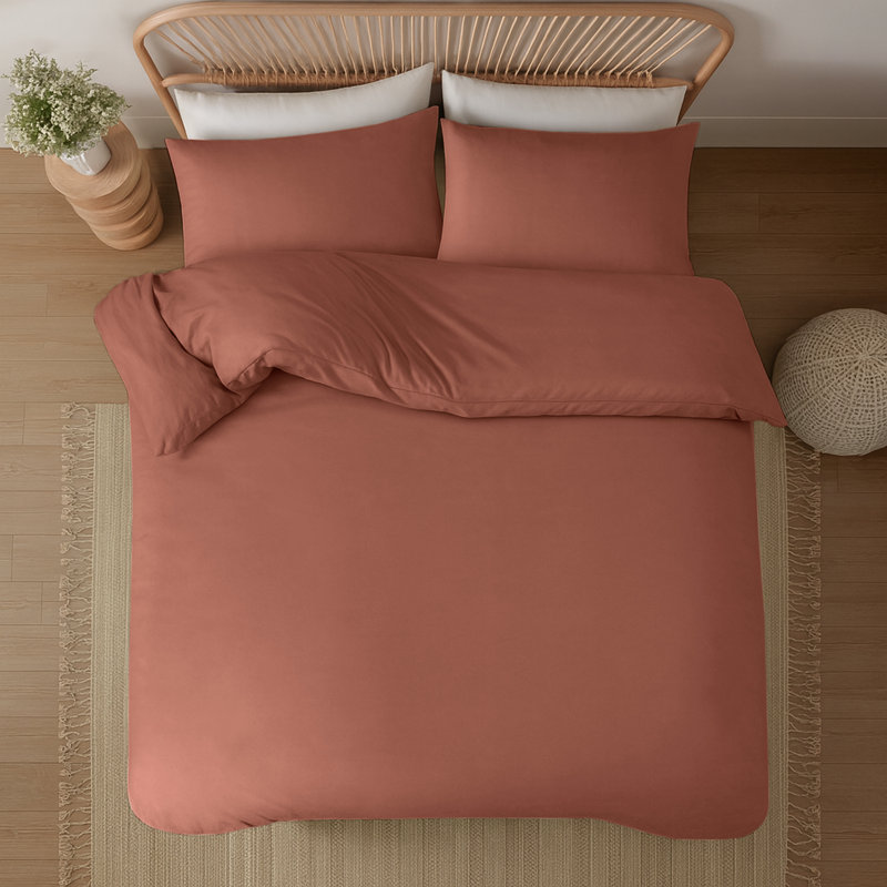 Aspire Homeware Hotel Quality 3 Piece Dyed Duvet Bedding Set with Pillowcases for Soft and Elegant Sleep, Peach