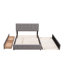 Lit plateforme tapissier avec 2 tiroirs et 1 lit gigogne simple TG, tissu de lin, grand-290962494