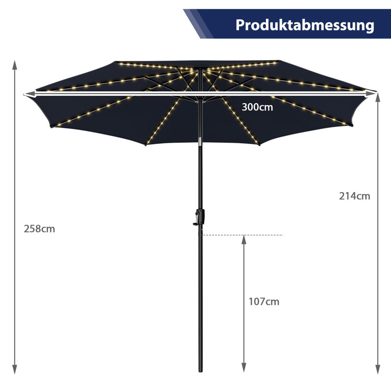 Goggin 300cm Lighted Market Parasol, Blue