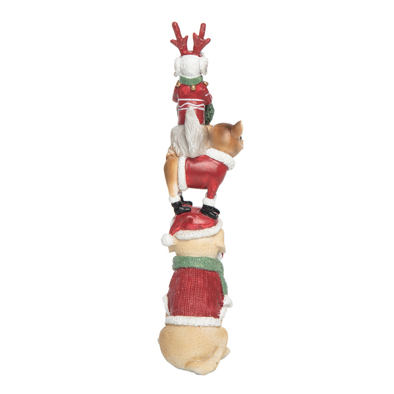 Multicolore résine 10,16 po multicolore chiots debout de Noël - cadeau parfait pour les parents d'animaux de compagnie