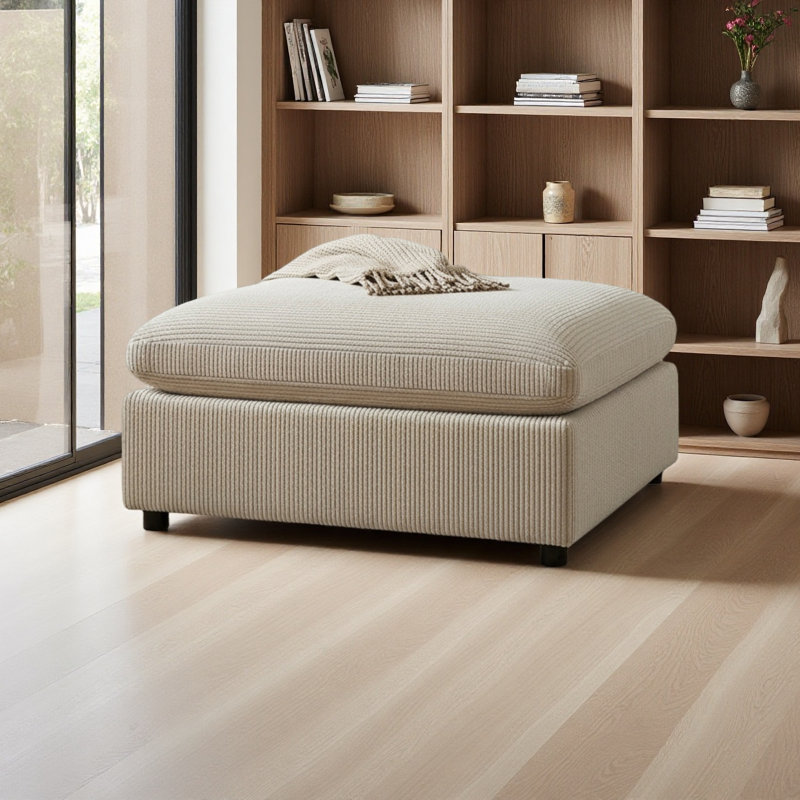 Repose-pieds en velours côtelé, Beige