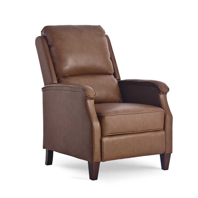 Fauteuil inclinable manuel rembourré pour le salon, Similicuir rouge brun