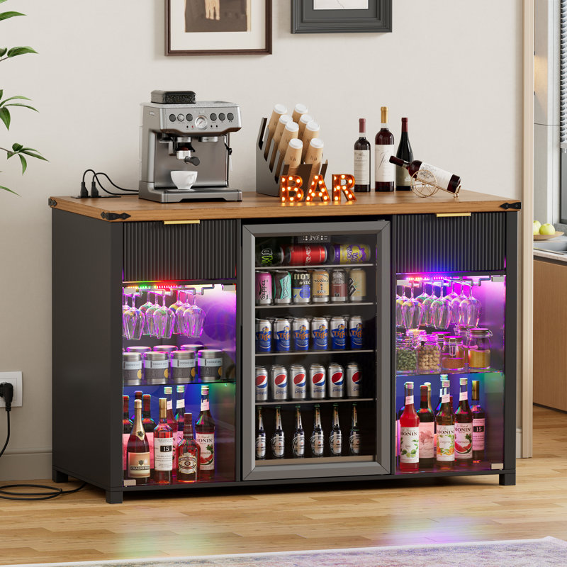 53.1" Coffee Bar Cabinet With Fridge Space