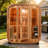 4-6 Person Outdoor Square Sauna Room, Pre-Built Red Cedar Wood Sauna Cabin With 9Kw Heater For Backyard Home Spa