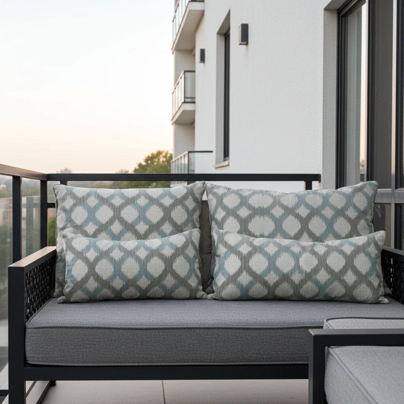 Dream Linen Indoor/Outdoor Pillow Cover & Insert, 20" H x 30" W, Gray/Blue, Rectangular