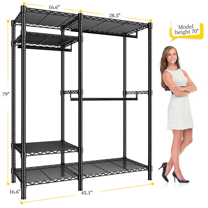 Organisateur de vêtements robuste 780 lb Minot, Noir