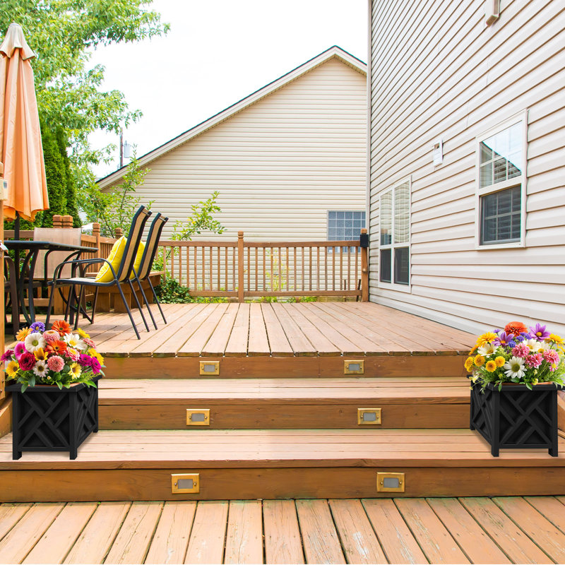  Lattice Planter Box 2-Pack, Black, Black