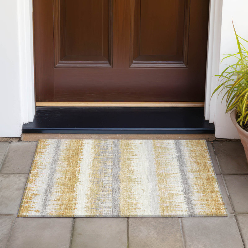 Chayden Indoor/Outdoor Chantille ACN1013 Gold Area Rug, Rectangle 1'8" x 2'6"
