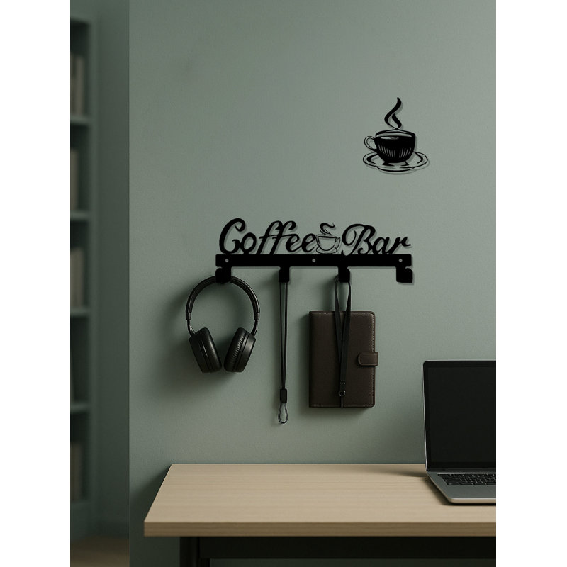 Porte-gobelet mural rustique multifonctionnel pour ... - Fer - 1 pièce - Décoration murale - Noir - Design décoratif