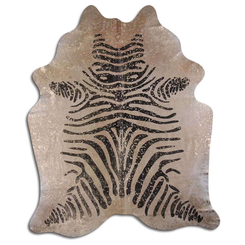 Foundry Select ACID WASHED HAIR ON Cowhide RUG BLACK ZEBRA WITH GOLD ...