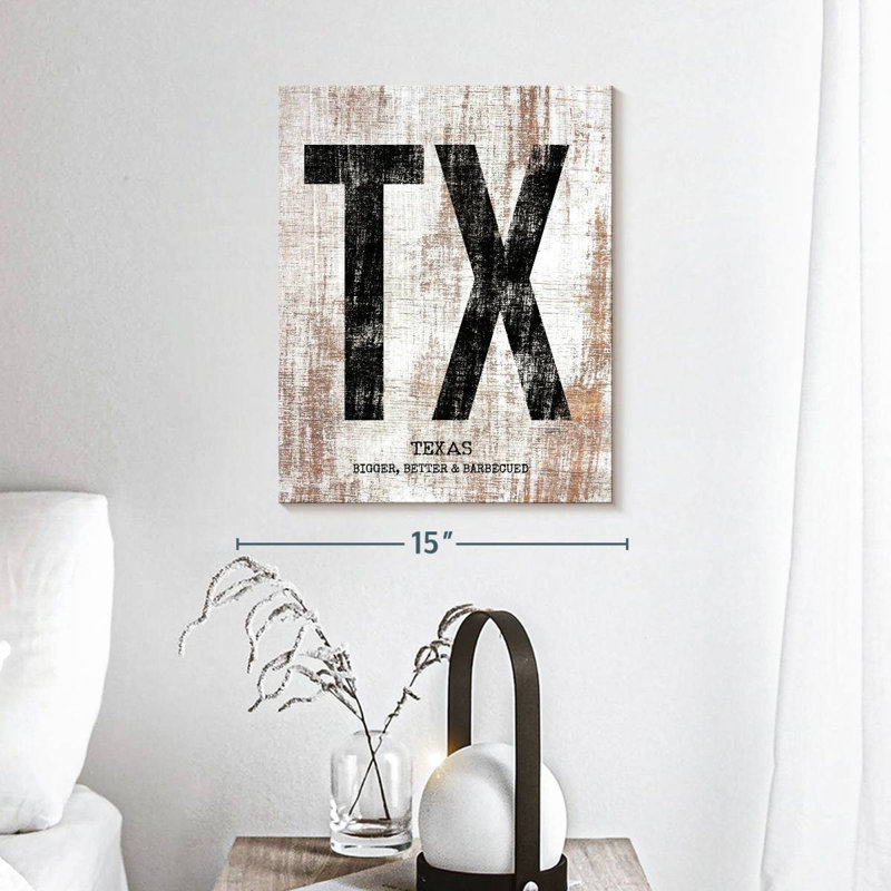Texas Bigger Better and Barbecued sur toile, H 15 po x l 12 po x P 1,25 po