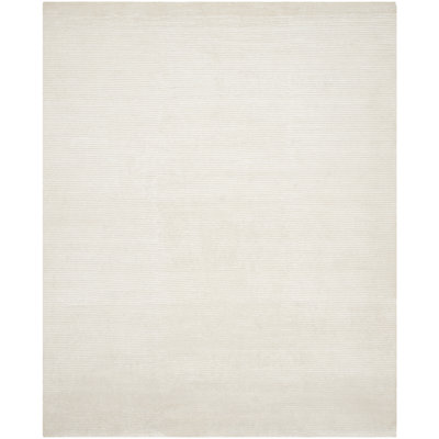 Anastasi Hand Knotted Viscose/Wool/Cotton Solid Color Rug in Ivory