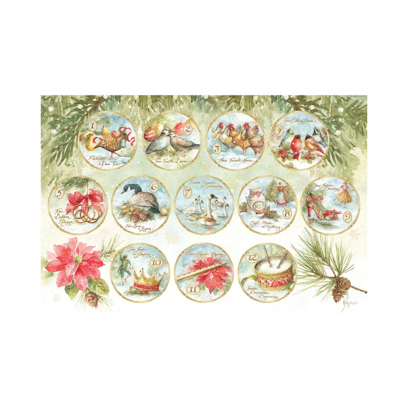 «12 Days of Christmas XIII» par Lisa Audit - peinture sur toile tendue, H 8 po x l 12 po x P 0,75 po