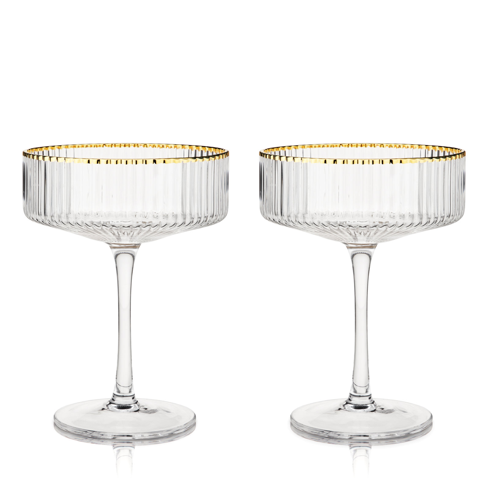 Viski Meridian Ribbed Crystal Coupe Glass