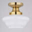 Luminaire semi-encastré à col de cygne traditionnel à 1 lumière de 12 po de large Eastgate, abat-jour en verre opale givré blanc, compatible DEL, pour plafonds bas, chambre à coucher, couloir, cuisine-875903778-913073599