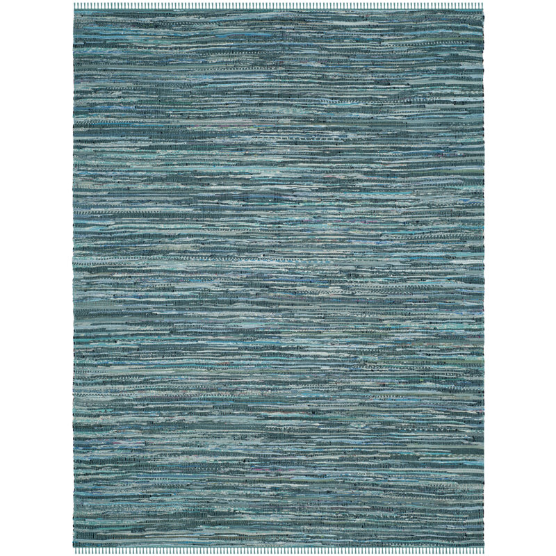 Tapis rayé en coton tissé à la main Fales Rag, Rectangle 9 pi x 12 pi