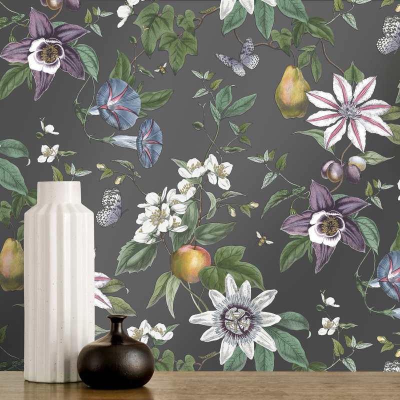 Sierra Floral Wallpaper, Black