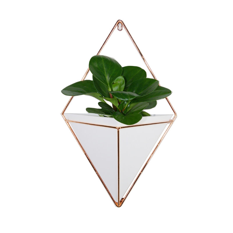 Henrion Modern Geometric Hanging Planter for Succulents, White, 18.5cm H x 12cm W x 12cm D
