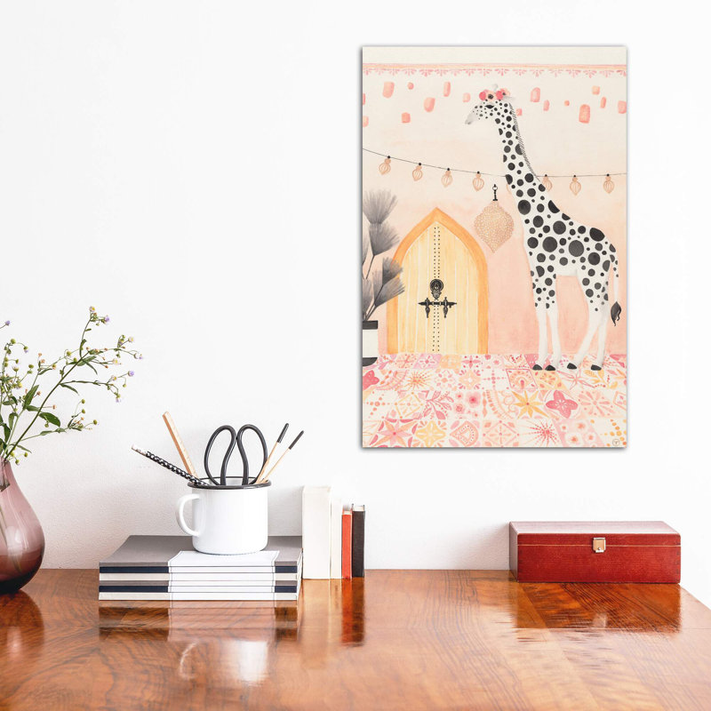 Girafe au Maroc, art encadré, Toile tendue, H 18 po x l 12 po x P 1,5 po