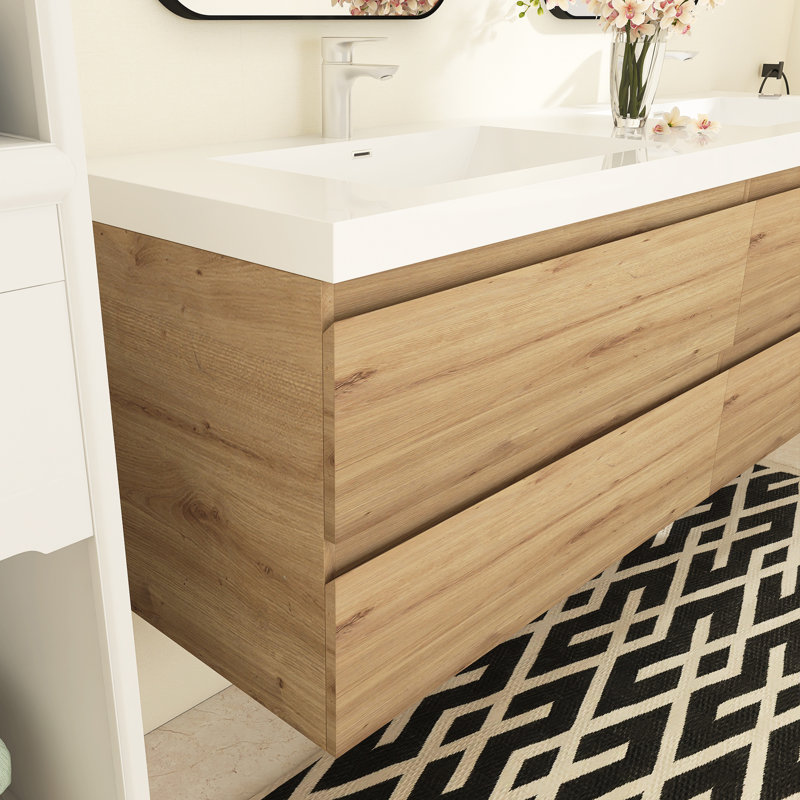 Ensemble de meuble-lavabo double 71 po Emit, Chêne