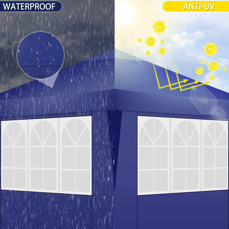 Pop Up Gazebo 3x6m with 4 Removable Sides, Waterproof & UPF50+ Protection Marquee with Carry Bag Upgrade Structure, Dark Blue