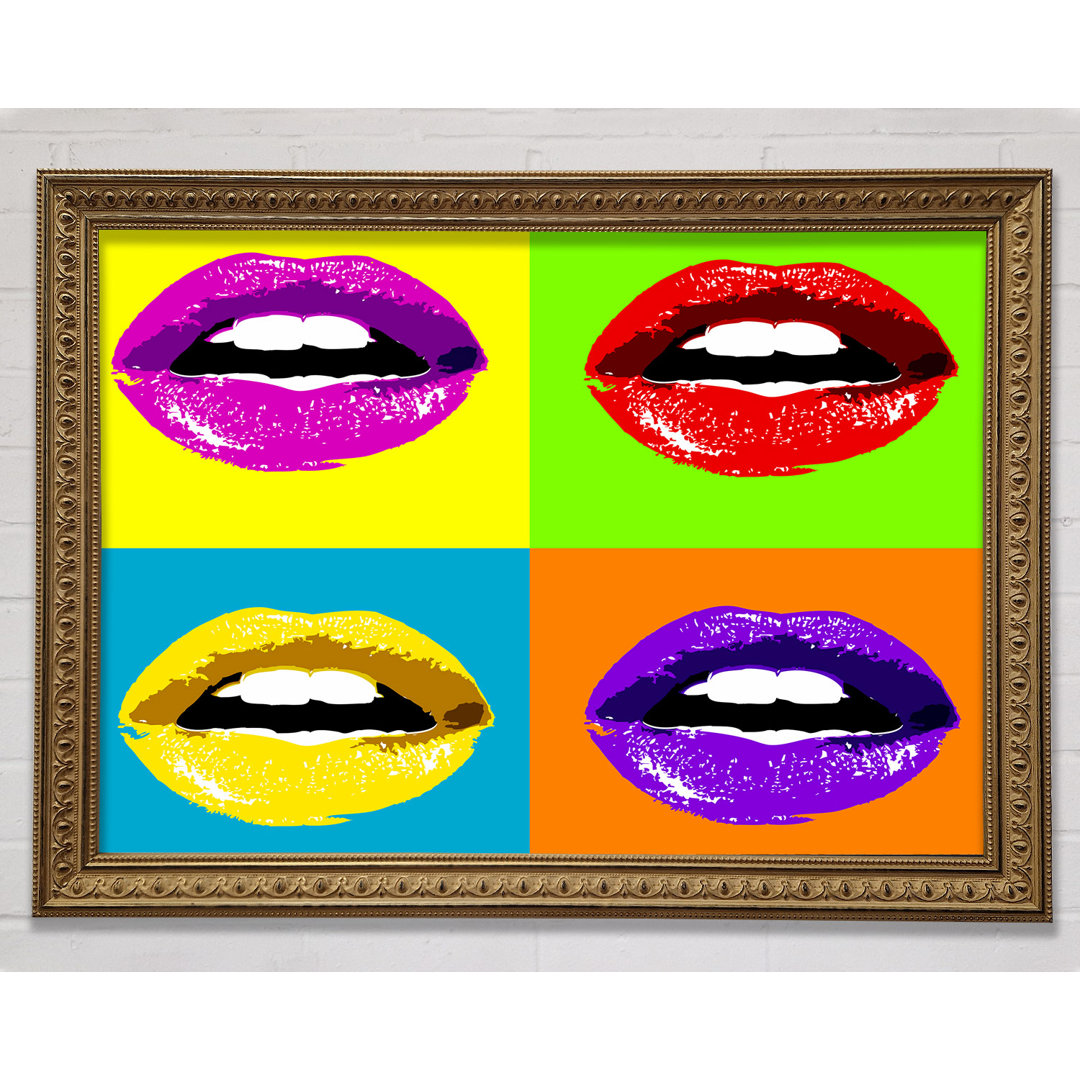 Vibrierende Pop Art Lippen Gerahmter Druck Wandkunst