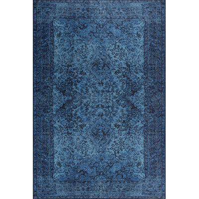 Luxurious Blue Area Rug, 6.9 x 10.2 Feet | 100% Polyester, 4 mm Pile Height, 1850 g/m² | Eco-Friendly Recycled Poly Cotton Backing | Soft, Durable, Machine Carpet | Perfect for Living Room, Bedroom & Office Décor