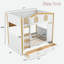 Lit superposé avec garde-corps en forme de maison, tablettes de rangement et tiroirs-557149899