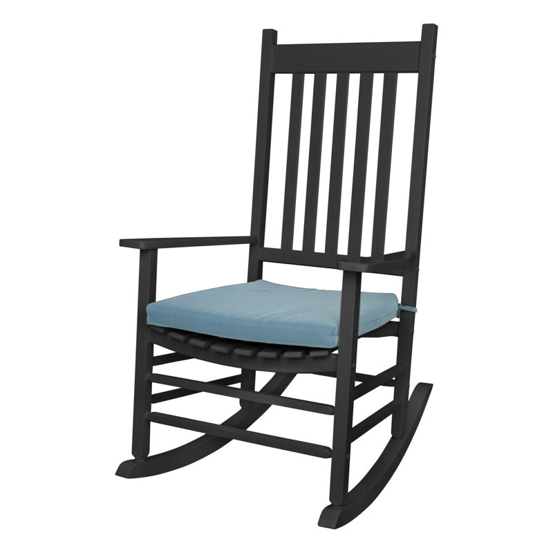 Chaise berçante d'extérieur en bois avec coussin Emjay, Beige