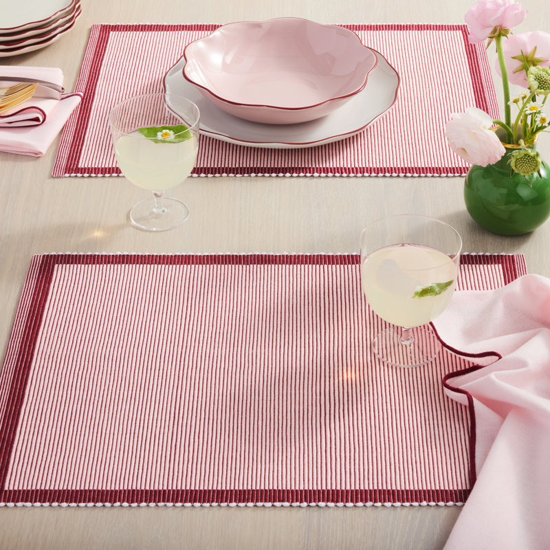 kate spade new york Garden Party 4-Pack Set Placemat Set, Pink/Rose Pink, 14x19, Pink
