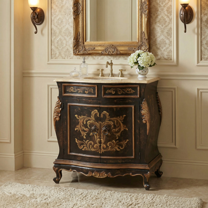 Vizcaino Grande 33" Single Bathroom Vanity, Cream/Brown
