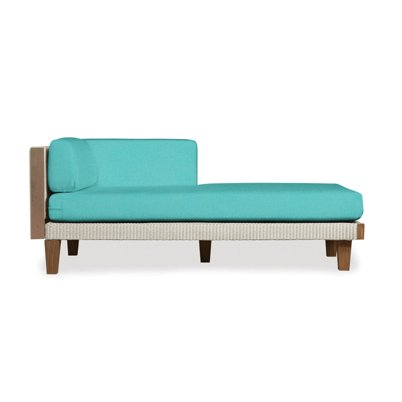 Catalina Outdoor Teak Chaise Lounge, Sandberg Pewter, Linen