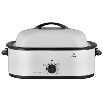 Electric Roaster Oven, 18 Qt, Turkey Roasting Pan, White, 1450W Power, Self-Basting Lid, Adjustable Temperature 150-450°F, Countertop Cooker with Defrost/Warm Function, Removable Pan and Rack