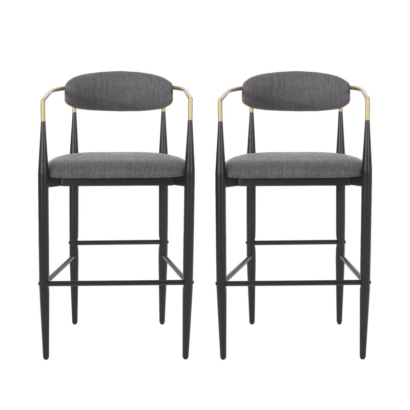 Tabouret de bar rembourré en tissu anthracite l 23 po x P 21,5 po x H 42 po Christopher Knight Home