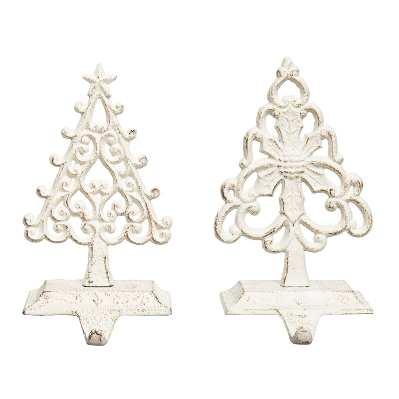  Cast Iron Ornate Tree Stocking Hanger Set of 2 Christmas Home Decorations