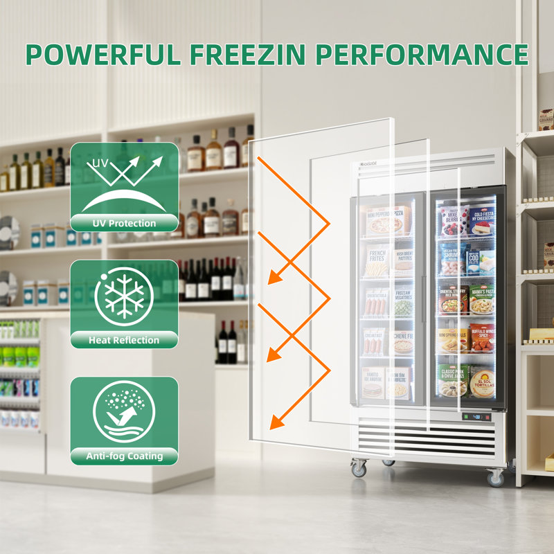 40" 33.5 Cu. Ft. Auto/Cycle Defrost 2-Glass Door Commercial Reach-In Display Upright Freezer - Stainless Steel